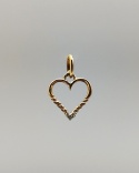 Pendentif coeur torsadé diamant or jaune 750