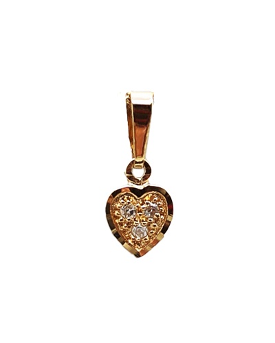 Colgante mini corazón diamantes oro amarillo 18 k