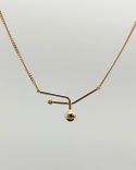Collier barrette et boules or jaune 750