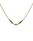 18k Yellow Gold Cone and Cultured Pearl Necklace