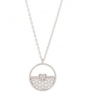 Collier cercle fleurs et coeur zirconiums argent 925