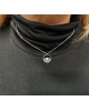 Circle Necklace with Flowers and Heart zirconia 925 Sterling Silver