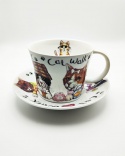 Taza de desayuno Animal Fashions gato porcelana inglesa Roy Kirkham