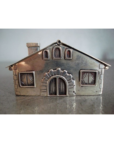 Pastillero casa miniatura plata de ley